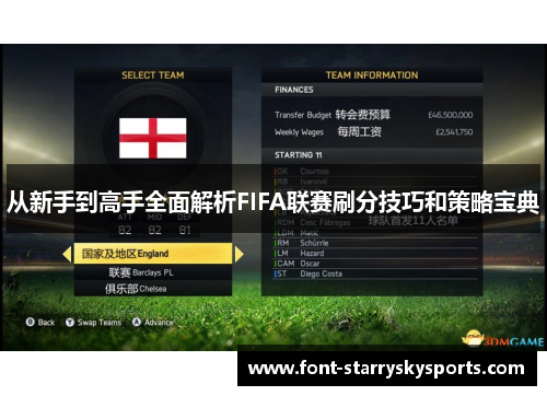 从新手到高手全面解析FIFA联赛刷分技巧和策略宝典